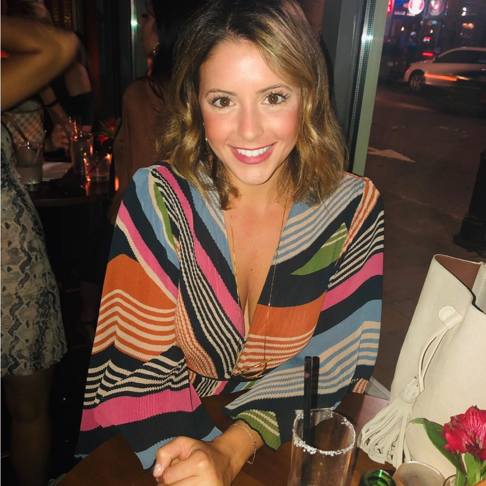 SAYLOR Multicolor Striped V-Neck Wrap Top - Pink, Orange, Blue, Green, Black